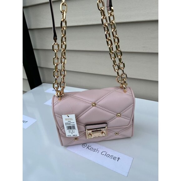 Michael Kors Crossbody Serena Small Flap Shoulder Bag Purse Powder Blush - Picture 10 of 11
